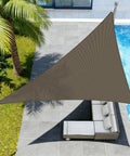Right Triangle HDPE Sun Shade Sail For Backyard And Patio All Weather UV Resistant 8 By 8 By 11 Feet No Fuss Easy Install Pergola Cover Brown Durable And Wind Resistant For Any Season covering a patio