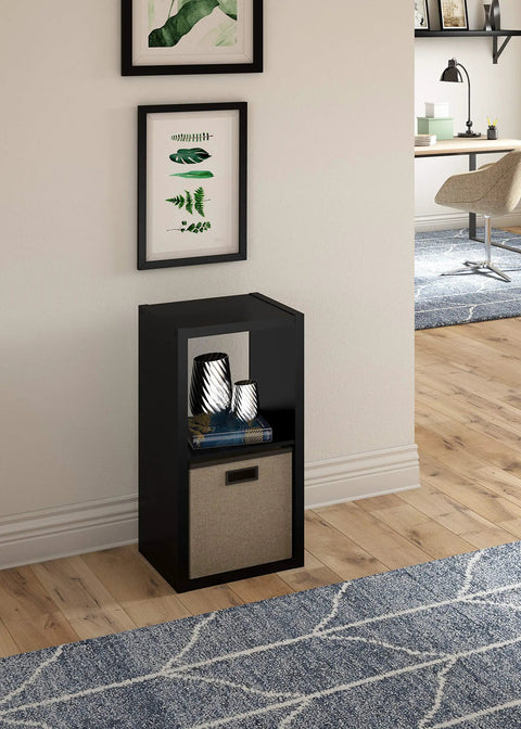 2-Cube Open Back Storage Organizer In Black With Sturdy Frame And Finished On Front And Back A Go-To Space Saver Measures 30 In H By 15.87 In W By 13.5 In D Fits 13-In Fabric Bins Perfect Closet Or Living Space Organizer with decorative items