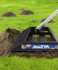Heavy Duty Lawn Leveling Rake 45x10 Inch Stainless Steel Head With Adjustable Handle on grass and soil