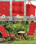 4 Piece Outdoor Patio Chair Cushions Set With Thick High Back Adirondack Rocking Chair Cushions Tufted Weatherproof Fade Resistant