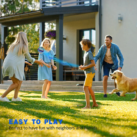 Family playing with Hovering Orb Ball Toy Hand Controlled Drone No Remote Indoor Outdoor Fun For Kids And Teens in backyard