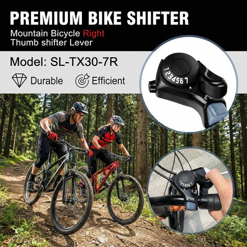 7 Speed Right Thumb Trigger Shifter and 3 Speed Left Thumb Shift Lever Set for Mountain City Road Folding Bikes, product image.