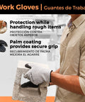 Man wearing Wood Carving Gloves No Nonsense Hand Protection Heavy Duty Level 5 Cut Resistant Work Gloves holding concrete block.