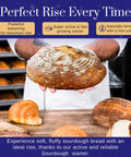 San Francisco Sourdough Starter Culture Kit For Bread Pizza Pancakes And More, baker holding fresh sourdough bread