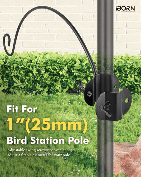 Heavy Duty 12.2 Inch Metal Bird Feeder Hooks For 1 Inch Poles Outdoor Hanging Station Kit Extra Hooks For Hummingbird Feeders And Plant Hangers Pack Of 2