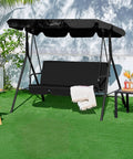 3-Seat Patio Swing Chair With Adjustable Canopy And Removable Cushions Outdoor Cozy Glider Lounge For Patio Garden Yard Porch Weatherproof Frame Sturdy Steel Construction Black