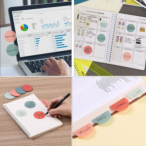 Round Transparent Sticky Notes You Can Totally Use 1.8 Inch 4 Pads With 200 Sheets And Quick Dry Fine Tip Pen on planners and notebooks