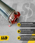 Garage Door Torsion Spring 243x2x28 Replacement In Galvanized Steel With Red Cone for durability and corrosion resistance.