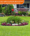 No Dig Garden Border Fencing Kit With 6 Black Metal Panels 12 By 16 Inches Decorative Fence Barrier around flower bed