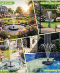 Solar Bird Bath Fountain With Six Nozzles Floating Water Pump Powered By Sun for bird bath, pond, garden, and pool without wiring