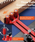 Top Grade Thin Rip Jig For Table Saw Featuring Adjustable Sliding Fence And Dual Laser Scale Guide For Dead Nuts Accurate Woodworking Cuts Down To 1 32 Inch Widths With Knockout Safety Performance, showing three pulley contact surface.
