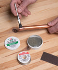 Lead Free Silver Safe Flo Solder Kit With One Quarter Pound Wire Solder Tinning Flux Abrasive Cloth And Application Brush for plumbing.