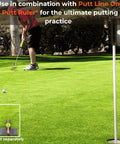 Golfer using Two-Way Putting Alignment System For Golf Training Indoor And Outdoor Practice Tool With Target Pucks And String Line on green