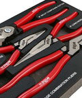 Four Piece Pliers And Cutters Tray Set With Long Nose Pliers 6.3 Inch And 8.0 Inch, BiCut Compound Diagonal Cutters 8.0 Inch, Lineman's