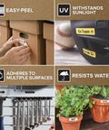 Gotta Keep Your Desk Nailed Down With Sleek Self Adhesive Label Rolls Measuring Half Inch By Twenty Three Feet Black Print On Crisp White Base Quick Peel And Stick Formula For Neat Office Sorting Or Pantry Makeovers Comes As Two Roll Pack, showcasing versatile uses for labeling boxes, sports gear, tools, and plants.