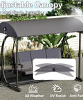 All Weather Porch Swing With Canopy And Stand For Outdoor Relaxing 3 Person Patio Swing Bed With Cushions For Yard And Deck