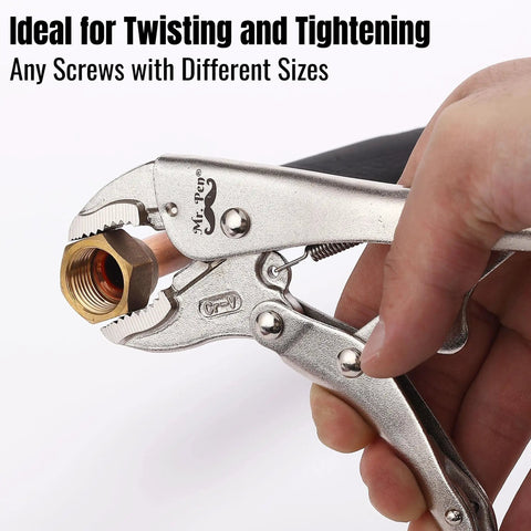 7 Inch Curved Jaw Locking Pliers With Wire Cutter And Adjustable Wrench, Heavy Duty Alloy Steel Tool for tightening a bolt