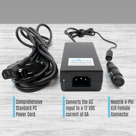 12V 10A AC Power Supply With 4 Pin XLR Female Connector Universal 100 To 240V Input Continuous Power Adapter on table