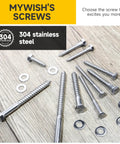 Beefy Heavy Duty Lag Bolts Kit With Washers For Wood Projects 304 Stainless Steel Five Sixteenths Inch Diameter Three Inch Length