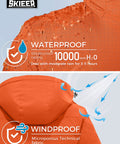 Men's Waterproof Ski Jacket With Fleece Liner, Rainproof Warm Snow Coat, 10,000mm Waterproof Rating, Orange Large, hood detail