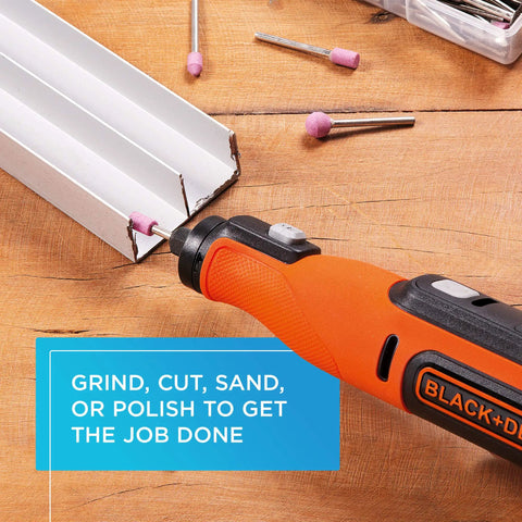Versatile Cordless Rotary Tool With 35 Piece Accessory Kit 8V Max Power For Grinding Cutting Sanding And Polishing Four Collet Sizes