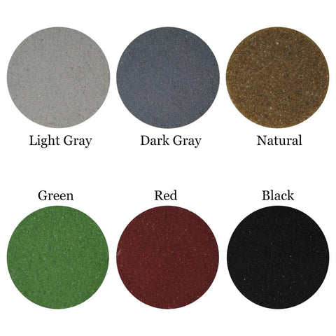 Color options for Patch And Resurface Epoxy Concrete Floors Like A Boss, 5 Gallon Red Unit, including light gray, dark gray, natural, green, red, black.