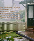 10 Foot Self Absorbing Flood Barrier For Doors And Entrances No Fuss Setup Ready To Block Floods Fast With Water Activated Expansion shown beside doorway under rain