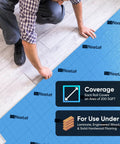Heavy Duty Underlayment Roll With Built Moisture Barrier For Laminate And Hardwood Floors shown in installation, covering two hundred square feet.