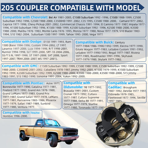 205 Steering Coupling Adaptation For Three Quarter Inch 26 Spline Input Shaft And Two And Three Quarter Inch Outer Diameter Beefed Up Heavy Duty Steering Coupling Assembly With Precise Fit For 200 201 202 Style Drivetrains Durable And Easy Install