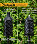 16 Ounce Torch Replacement Canisters 4 Pack Wide Mouth Metal With Snuffer Cap Attached Easy Fill Opening Compatible With Tiki Torches Includes Wicks For Outdoor Lighting