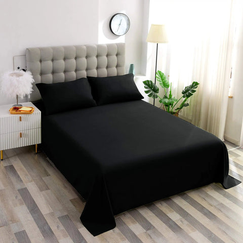 Next Level Queen Flat Sheet In Sleek Black Delivers Top Tier Microfiber Comfort For An Insane Sleep Game With Wrinkle Free And Stain Resistant Features That Keep Your Bedding Looking Pristine Everyday