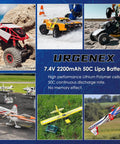 2S 2200mAh 7.4V Lipo Battery With XT60 Plug For RC Cars Drones And FPV Rigs 50C Continuous Burst 80C High Discharge Power