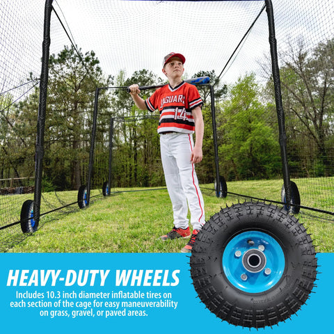 Heavy Duty Baseball and Softball Batting Cage With Wheels For Backyard Driveway And Club Training Commercial Grade Portable Cage with wheels and player