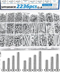 Heavy Duty 2236 Piece Metric Screw Assortment Kit With Hex Nuts And Flat Washers, carbon steel fasteners organized in a clear storage box.