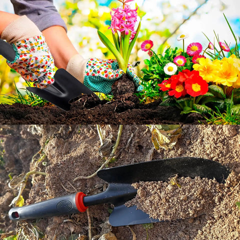 Heavy Duty Garden Trowel With Comfort Grip Oversized Aluminum Alloy Hand Shovel that Digs Through Rocky Soil Fast Rust Resistant Non Slip Handle for Quick Weeding And Planting