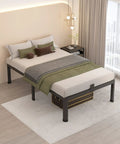 Heavy Duty Twin Bed Frame Built Different With Round Corner Legs And Mattress Slide Stopper Solid Steel Framework handles 3000 lbs easy black high profile zero box spring required smooth finish safe vibes ultimate bed setup in a modern bedroom.