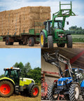 1/2 in Ag Hydraulic Quick Connect Tractor Coupler collage of three farm tractors with equipment