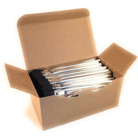 Open box containing Acid Brush With Horsehair Half Inch Wide Six Inch Overall Length One Gross 144 Brushes For Glue Stains Paints