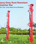 6-Foot Woven Wire Fence Stretcher Bar With 7 Wedges, Heavy-Duty Carbon Steel Fence Stretcher Tool with Red Anti-Corrosion Coating installed outdoors