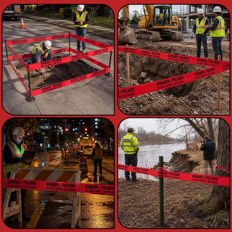 Top Shelf Six Roll Red Hazard And Caution Warning Tape No Sweat Non Adhesive Barrier Ribbon For Job Site Crowd Control 3 Inch X 1000 Ft Heavy Duty Safety Rolls Construction Zones And Event Barricades