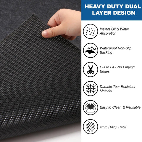 Close-up of Garage Oil Spill Mat 36 By 59 Inches Dual Layer Absorbent Felt Top With Rubber Backing showing texture and thickness
