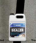 Deep Penetrating Concrete Sealer Silane Siloxane Formula Locks Out Moisture For Driveways And Patios shown left untreated and right treated.
