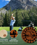 18 Ball Golf Ball Display Case Wall Mount With Metal And Wood Frame Custom Wooden Backing Drill Free Mounting outdoors with golfer