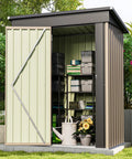 5x3 Ft Outdoor Storage Shed With Sloped Roof And Lockable Door Heavy Duty Metal Construction For Backyard Garden