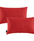 Indoor Outdoor Lumbar Pillows Set Of 2 For Patio Furniture All Season Waterproof Cushions 12 By 20 Inches Red Polyester Stain Resistant