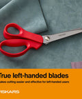 Left Handed Pinking Shears For Fabric And Crafts, 8 Inch, Zigzag Blades That Prevent Fraying, Pro Grade Stainless Steel