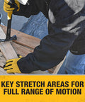 Person wearing Unisex Heated Heavy Duty Work Coat Without Battery Black Large Built For Cold Weather Water And Wind Resistant Duck Fabric With Durable Outer Layer Cozy Lined Interior Worksite Ready Tough As Nails For Construction And Outdoor Jobs Battery Not Included using a hammer on a wooden pallet