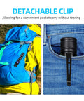 365nm UV Flashlight Blacklight 2 Pack USB Rechargeable Handheld Wood's Lamp attached to backpack and jeans pocket