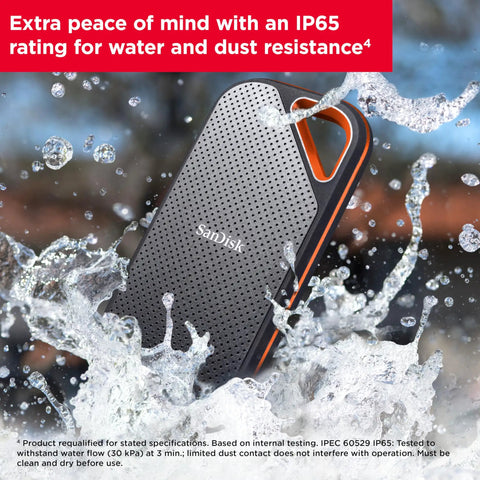 1TB Extreme Pro Portable SSD With Crazy Fast Up To 2000 MBps Read And Write USB C And USB 3.2 Gen 2x2 IP65 Water And Dust Resistant