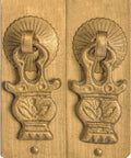 Brass Round Corner Cabinet Backplate Strip 4.1 Inch Overall Assembly With Pull on wooden surface